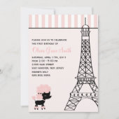 Pink Poodle in Paris Geburtstag Einladung (Vorderseite)