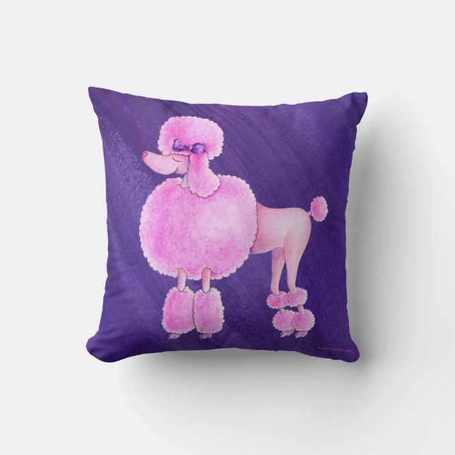 Pink Poodle lila Kissen ultravioletter Kunst (Vorderseite)