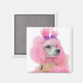 Pink poodle magnet, poodle decor magnet (Vorderseite/Rückseite)