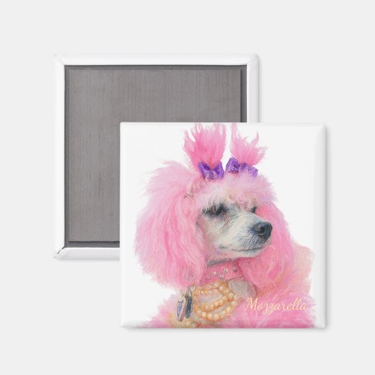 Pink poodle magnet, poodle decor magnet (Vorderseite/Rückseite)