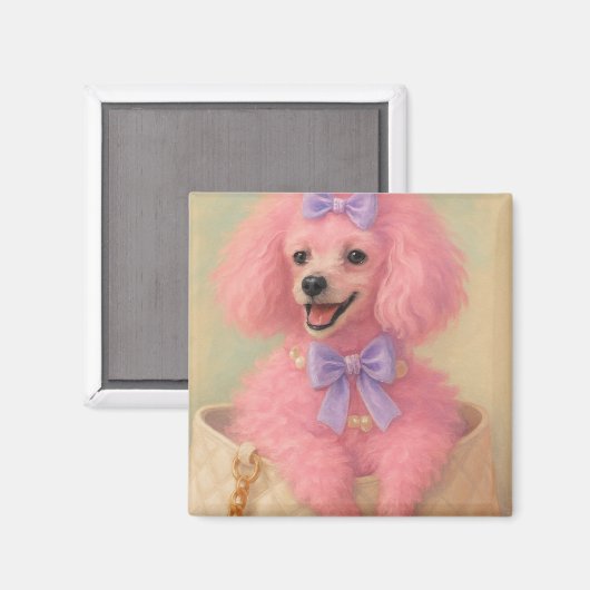 Pink poodle magnet, poodle decor magnet (Vorderseite/Rückseite)