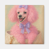 Pink poodle magnet, poodle decor magnet (Vorne)