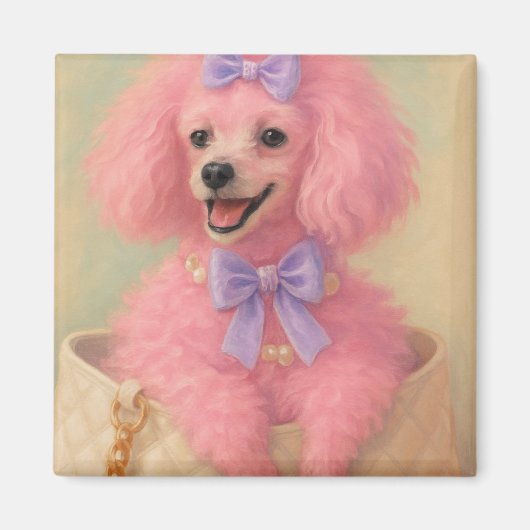 Pink poodle magnet, poodle decor magnet (Vorne)