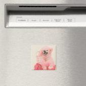 Pink poodle magnet, poodle decor magnet (In Situ (Geschirrspüler))