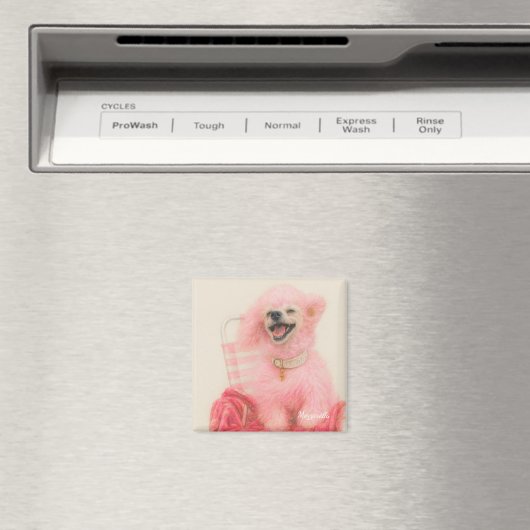 Pink poodle magnet, poodle decor magnet (In Situ (Geschirrspüler))