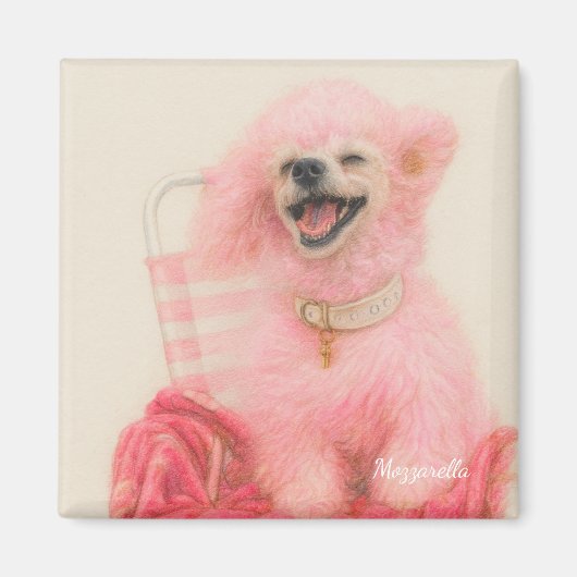 Pink poodle magnet, poodle decor magnet (Vorne)