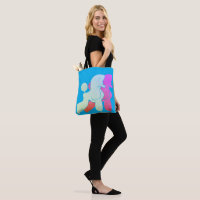 Pink Poodle Paar moderne Illustration Totbeutel