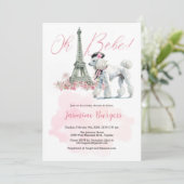 Pink Poodle Paris Baby Dusche Einladung (Stehend Vorderseite)