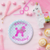 Pink Poodle Party Girls Happy Birthday Pappteller (Party)