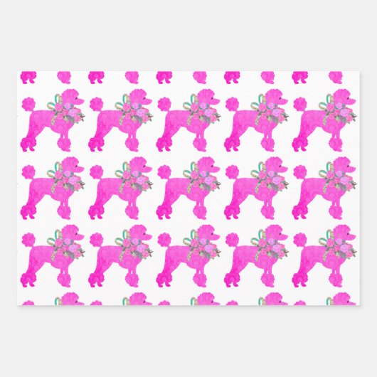 Pink Poodle Party passt zusammen Geschenkpapier Set (Vorderseite 3)