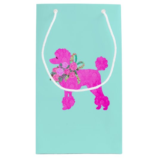 Pink Poodle Party Personalisierte Geschenktasche Kleine Geschenktüte (Rückseite)