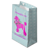 Pink Poodle Party Personalisierte Geschenktasche Kleine Geschenktüte (Vorderseite Schrägansicht)