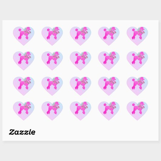 Pink Poodle Party Supplier Herz-Aufkleber (Blatt)