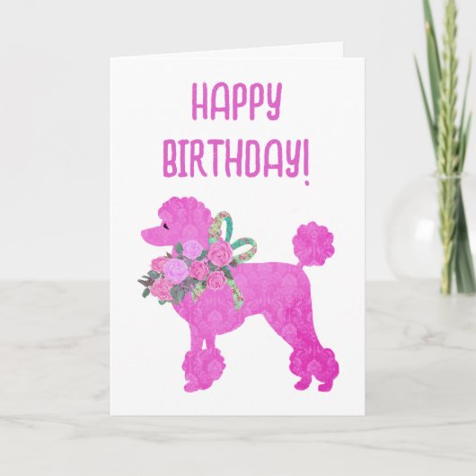 Pink Poodle Personalisiert Geburtstag Karte (Vorderseite)