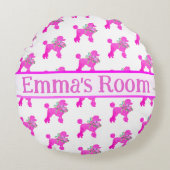 Pink Poodle Personalisiert Rundes Kissen (Vorderseite)