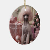 Pink Poodle Personalisiertes Weihnachtsgebäck Keramik Ornament (Rechts)