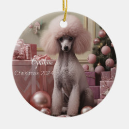 Pink Poodle Personalisiertes Weihnachtsgebäck Keramik Ornament
