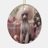 Pink Poodle Personalisiertes Weihnachtsgebäck Keramik Ornament (Links)