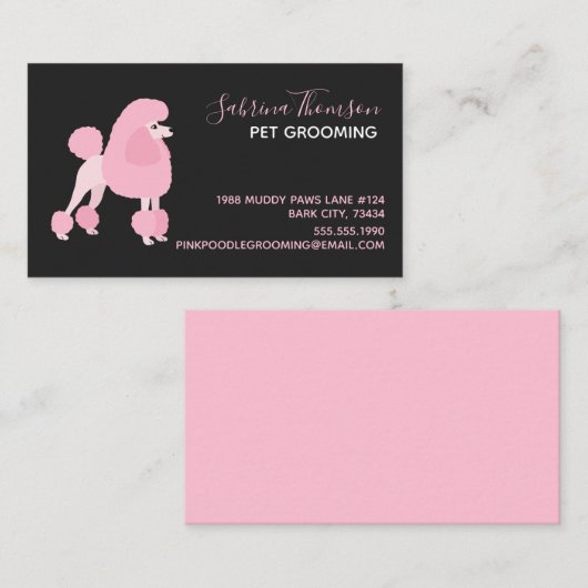 Pink Poodle Pet Grooming Visitenkarte (Vorne/Hinten)