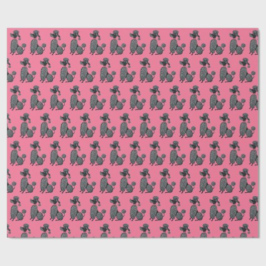 Pink Poodle Print Geschenkpapier (Flach)