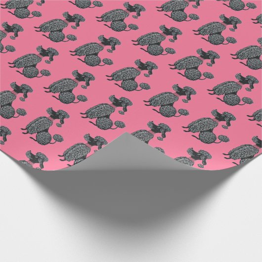Pink Poodle Print Geschenkpapier (Ecke)