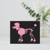 Pink Poodle Skeleton Postkarte (Stehend Vorderseite)