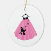 Pink Poodle Skirt Keramik Ornament (Links)