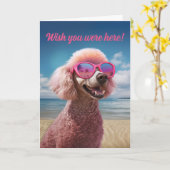 Pink Poodle Tropical Paradise Grußkarte Karte (Gelbe Blume)