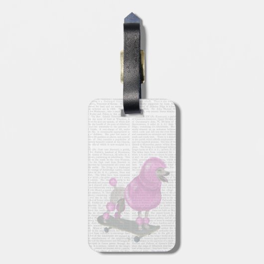 Pink Poodle und Skateboard Gepäckanhänger (Rückseite vertikal)