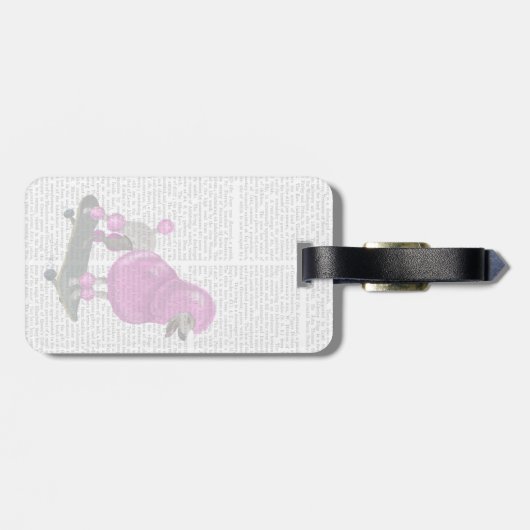 Pink Poodle und Skateboard Gepäckanhänger (Rückseite horizontal)