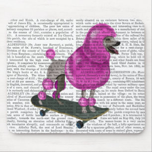 Pink Poodle und Skateboard Mousepad
