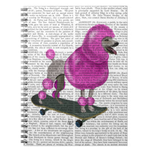 Pink Poodle und Skateboard Notizblock
