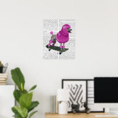 Pink Poodle und Skateboard Poster (Heimbüro)