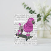 Pink Poodle und Skateboard Postkarte (Stehend Vorderseite)