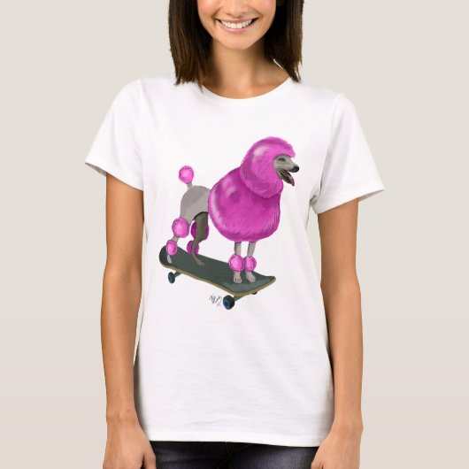 Pink Poodle und Skateboard T-Shirt (Vorderseite)