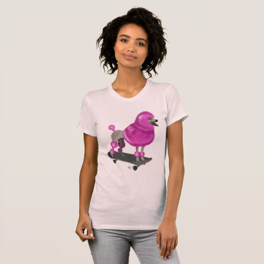 Pink Poodle und Skateboard T-Shirt (Vorne ganz)
