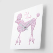 Pink Poodle Wall Clock Quadratische Wanduhr (Winkel)