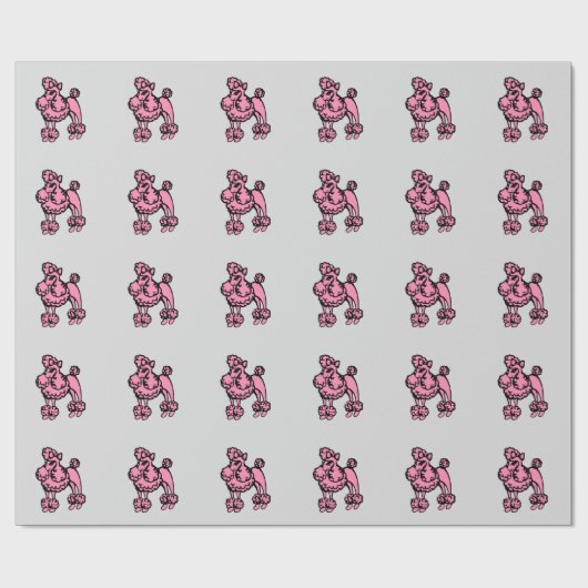 Pink Poodle Wrapping Paper Geschenkpapier (Flach)