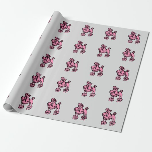 Pink Poodle Wrapping Paper Geschenkpapier (Ungerollt)