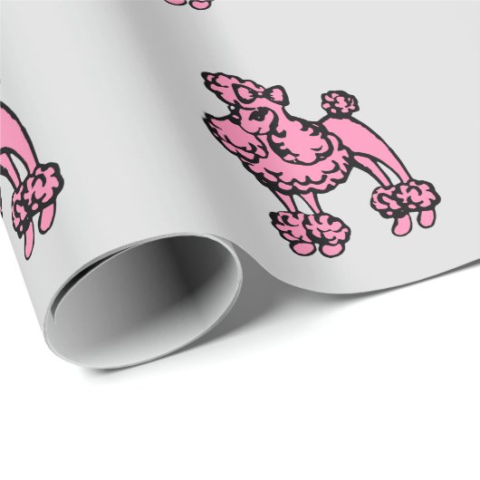 Pink Poodle Wrapping Paper Geschenkpapier (Rolleneckpunkt)
