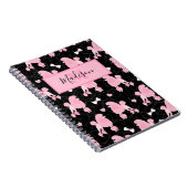 Pink Poodles and Bows Patername and Monogram Notizblock (Rechte Seite)