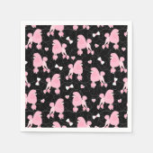Pink Poodles and Bows Pattern Black Serviette (Vorderseite)
