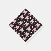 Pink Poodles and Bows Pattern Black Serviette (Ecke)