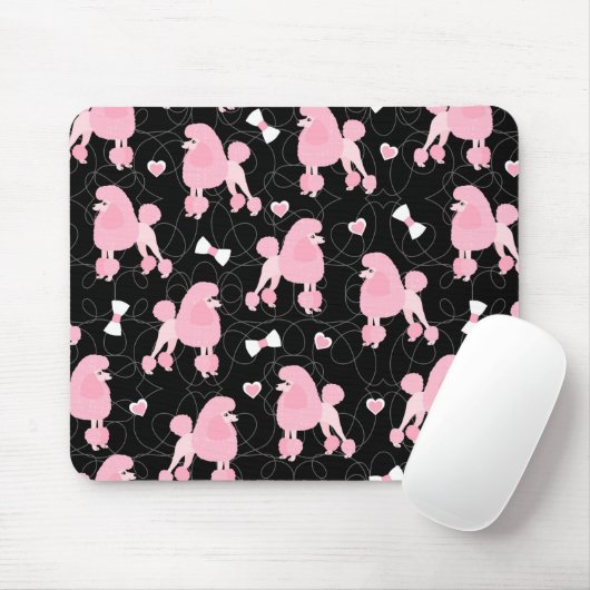 Pink Poodles and Bows Pattern Mousepad (Mit Mouse)