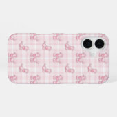 Pink Poodles auf Kariert iPhone 16 Hülle (Rückseite (Horizontal))