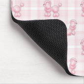 Pink Poodles auf Kariert Mousepad (Ecke)