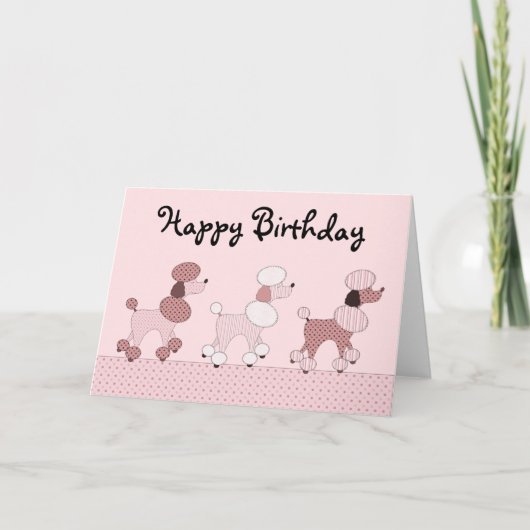 Pink Poodles auf Parade Card Karte (Vorderseite)