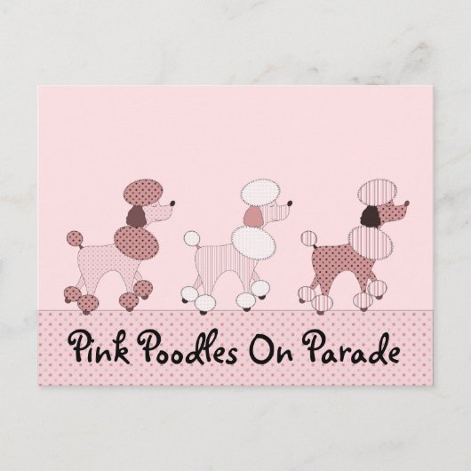 Pink Poodles auf Parade Postkarte (Vorderseite)