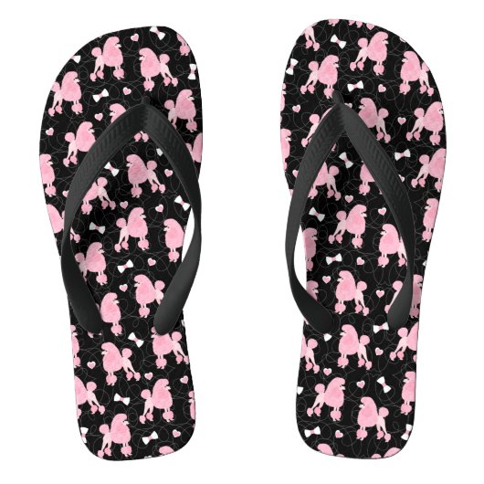 Pink Poodles und Bows Muster Schwarz Badesandalen (Fußbett)