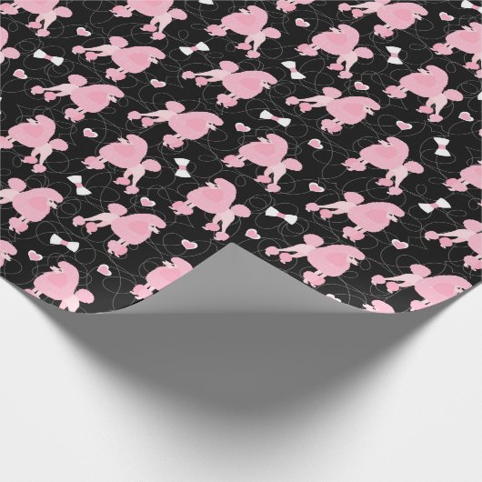 Pink Poodles und Bows Muster Schwarz Geschenkpapier (Ecke)